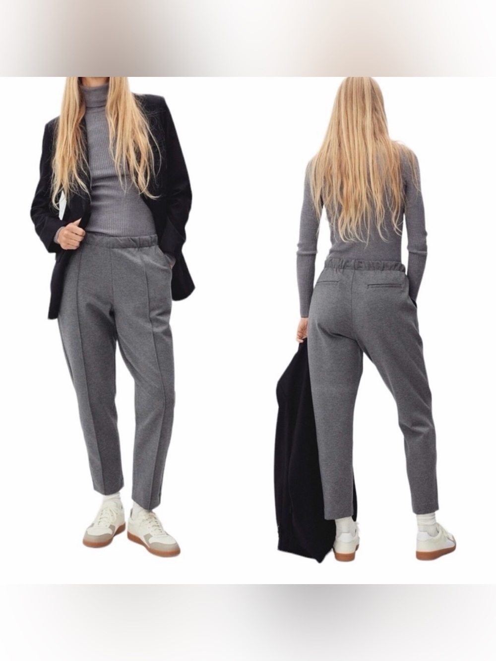 EVERLANE The Dream Trouser Crop Pull On Casual Grey Pants Size S Cotton Blend